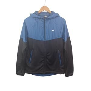 Hind Men Performance Hiking Jacket Size Small Blue Full Zip Hooded Moisture Wick